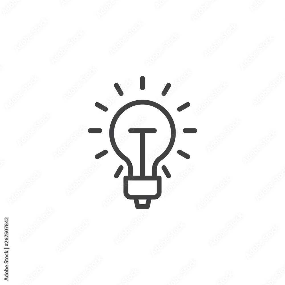 Idea lamp line icon. linear style sign for mobile concept and web design. Glow light bulb outline vector icon. Symbol, logo illustration. Pixel perfect vector graphics Idea lamp line icon. linear style sign for mobile concept and web design. Glow light bulb outline vector icon. Symbol, logo illustration. Pixel perfect vector graphics