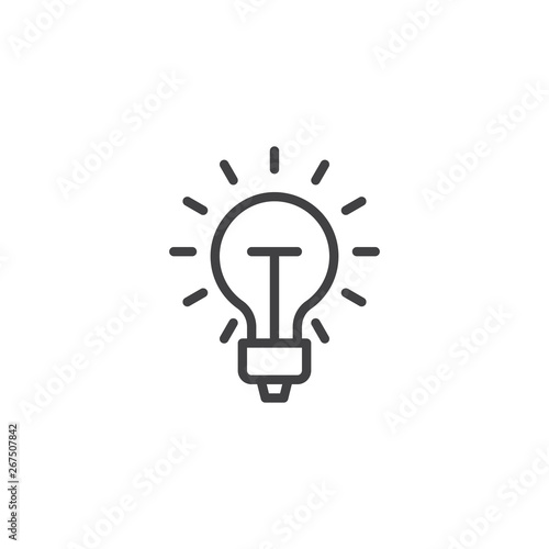 Idea lamp line icon. linear style sign for mobile concept and web design. Glow light bulb outline vector icon. Symbol, logo illustration. Pixel perfect vector graphics