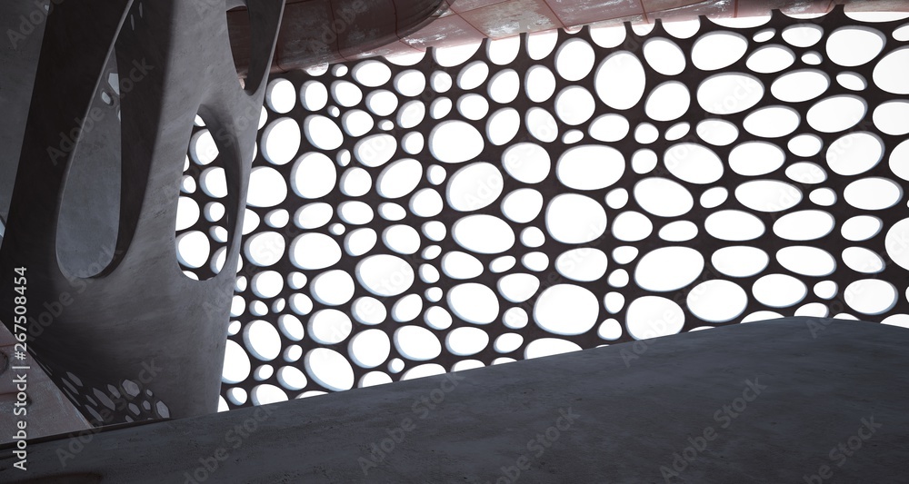 Empty smooth abstract room interior of sheets rusted metal . Architectural background. 3D illustration and rendering Empty smooth abstract room interior of sheets rusted metal . Architectural background. 3D illustration and rendering