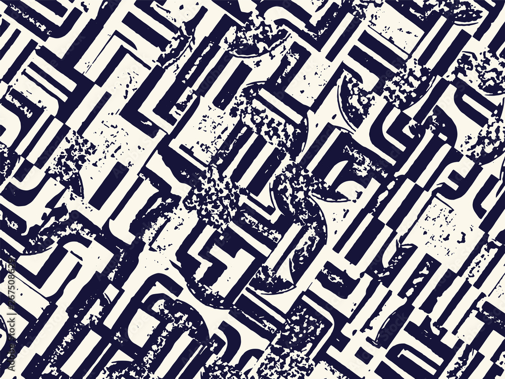 Abstract grunge vector background. Monochrome composition of irregular graphic elements.