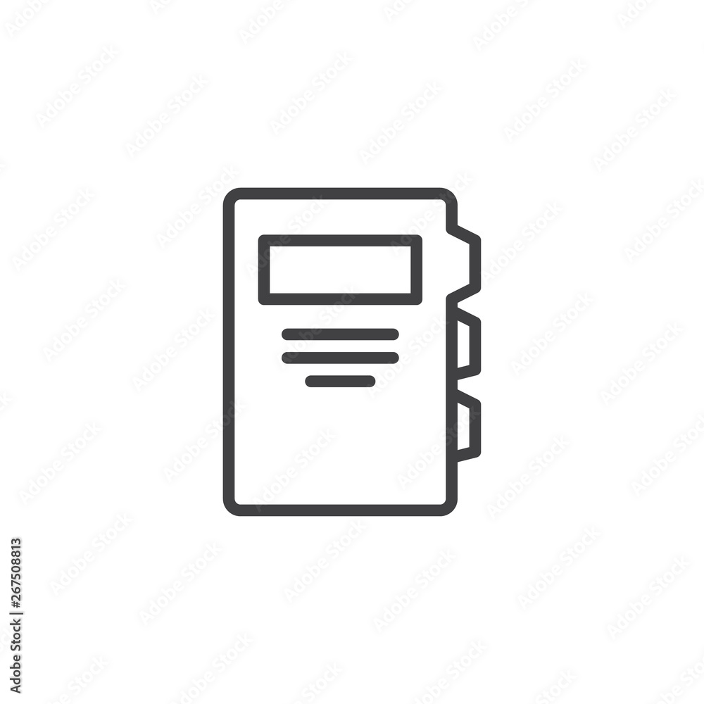 Organizer book line icon. linear style sign for mobile concept and web design. Notebook, schedule outline vector icon. Symbol, logo illustration. Pixel perfect vector graphics Organizer book line icon. linear style sign for mobile concept and web design. Notebook, schedule outline vector icon. Symbol, logo illustration. Pixel perfect vector graphics
