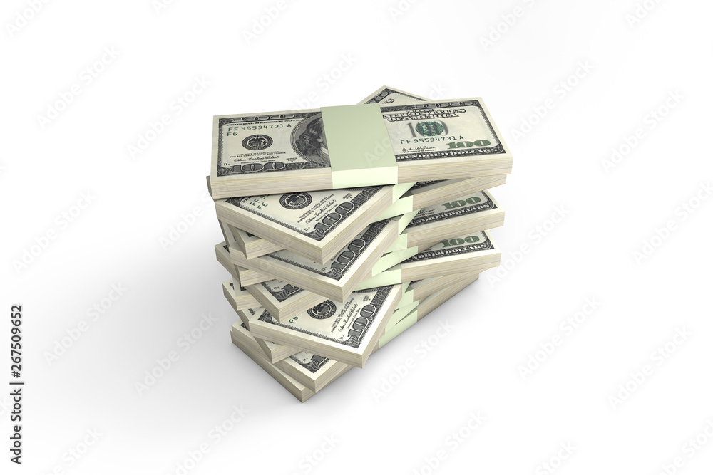 Stack of One Hundred Dollar Banknotes Render Stack of One Hundred Dollar Banknotes Render