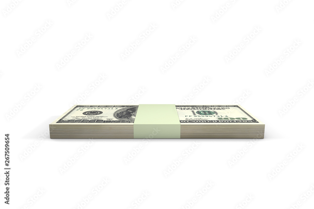 Stack of One Hundred Dollar Banknotes Render Stack of One Hundred Dollar Banknotes Render