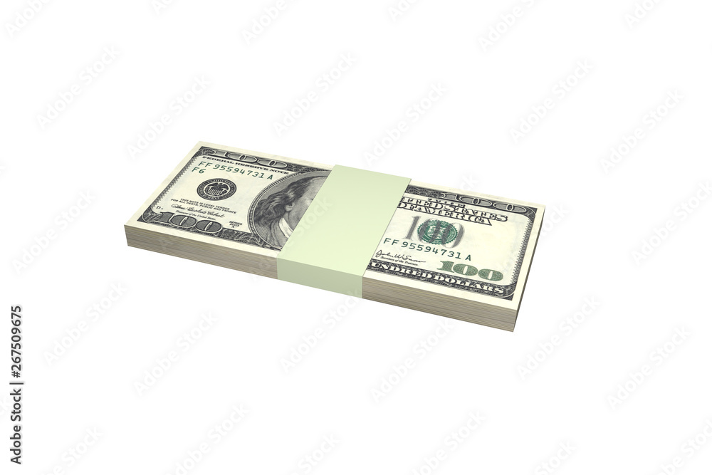Stack of One Hundred Dollar Banknotes Render Stack of One Hundred Dollar Banknotes Render