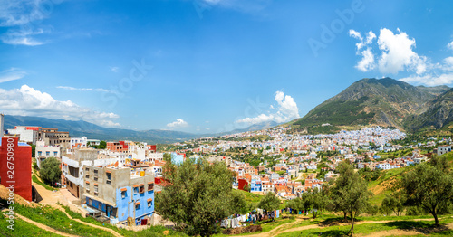 Panorama of Chefchaouen blue city, Morocco, North Africa