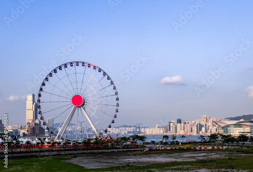 Ferris wheel in Hong Kong at Victoria harbour
