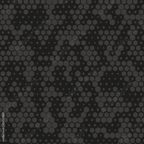 Camouflage pattern background seamless vector illustration. Gray and black abstract geometric background. Seamless pattern with hexagon element vector illustration.