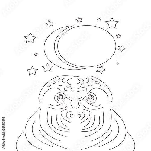 Owl linear icon. Chronotype. Thin line illustration. Emblem of wisdom. Contour symbol. Vector isolated outline drawing. Editable stroke