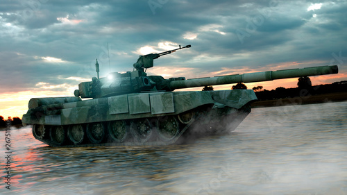 Heavy Military Tank in Batt...