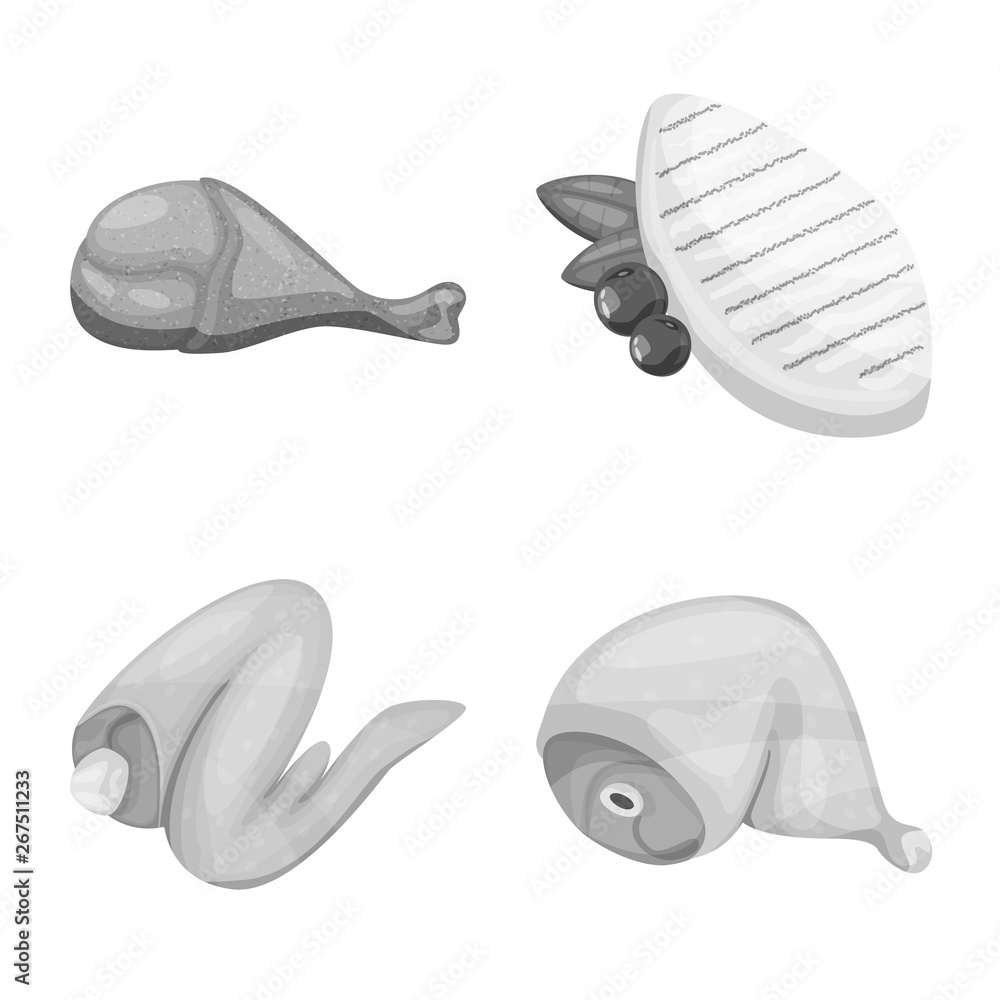 Isolated object of cuisine and bird sign. Collection of cuisine and poultry vector icon for stock. Isolated object of cuisine and bird sign. Collection of cuisine and poultry vector icon for stock.