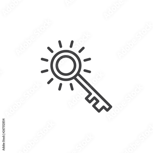 Creative idea key line icon. linear style sign for mobile concept and web design. Key to success outline vector icon. Symbol, logo illustration. Pixel perfect vector graphics