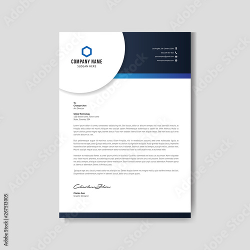Modern blue letterhead