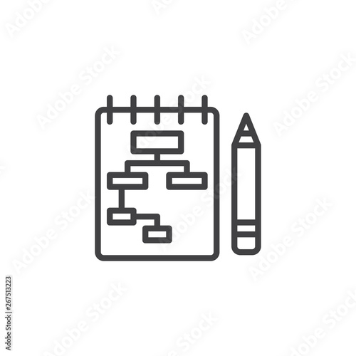 Creative planing line icon. linear style sign for mobile concept and web design. Development plan outline vector icon. Symbol, logo illustration. Pixel perfect vector graphics