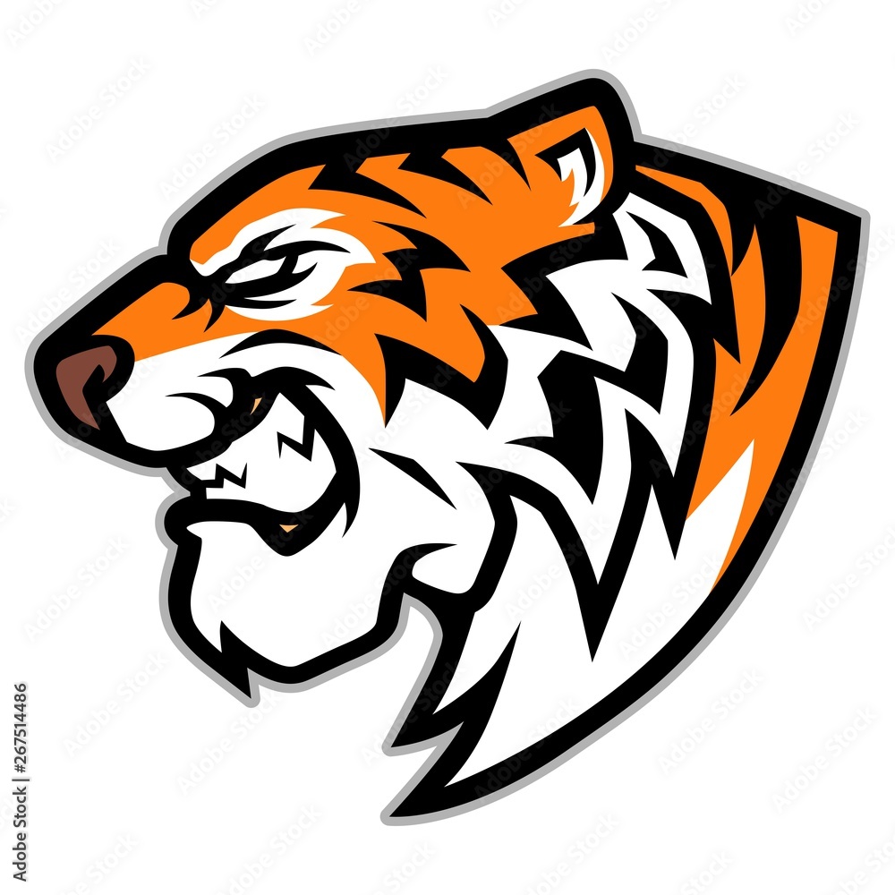 Roaring Tiger Head Mascot Illustration Vector Stock Vector | Adobe Stock