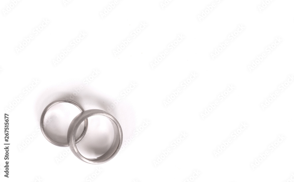 Pair of paladium wedding rings isolated