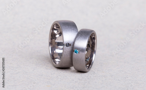 Pair of paladium wedding rings isolated
