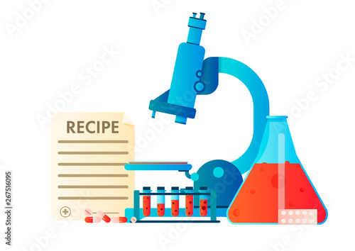 on the basis of the research, the doctor writes a prescription for medicines, vector illustration for web sites and landing pages