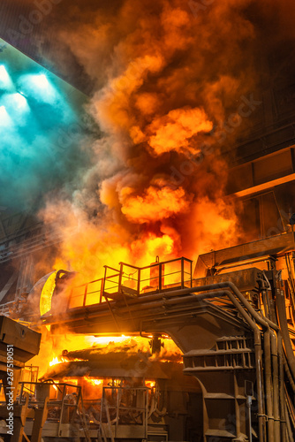 work process in metallurgical engineering at manufactory of steel plant  