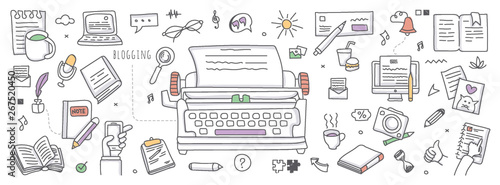 Blogging in doodle illustration