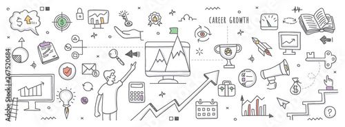Career growth in doodle illustration
