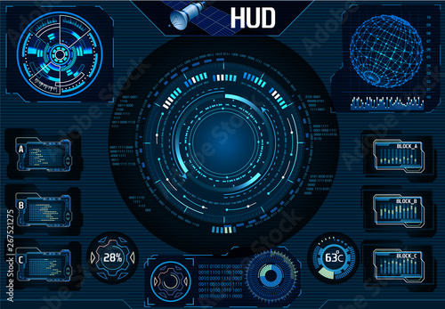 HUD satellite UI. Navigator  Camera. Infographic elements. Technology - Illustration