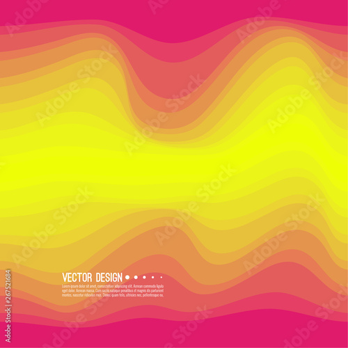 Distorted wave colorful texture. Abstract dynamical rippled surface. Vector stripe deformation background. Transition and gradation of color.