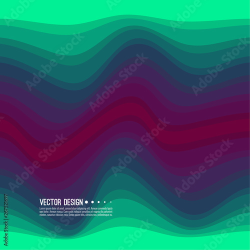 Distorted wave colorful texture. Abstract dynamical rippled surface. Vector stripe deformation background. Transition and gradation of color.