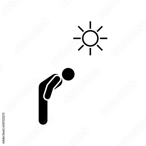 Man, sun, overheat icon. Element of systemic lupu icon. Premium quality graphic design icon. Signs and symbols collection icon for websites