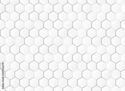 Fototapeta Naklejka Na Ścianę i Meble -  Abstract gradient white and gray hexagonal geometric pattern paper cut background. illustration vector eps10