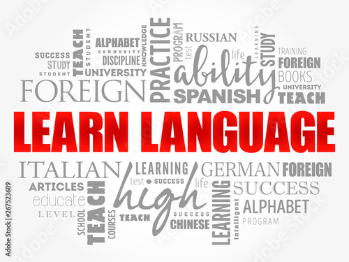 Learn English word cloud collage  education concept background