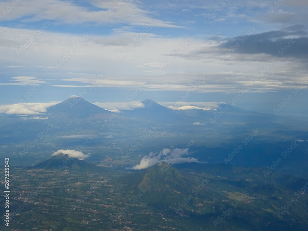 Sumbing and Sindoro volcanoes, Java island, Indonesia