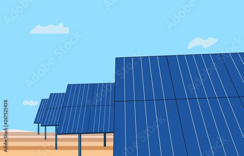 Illustration of solar panels in desert