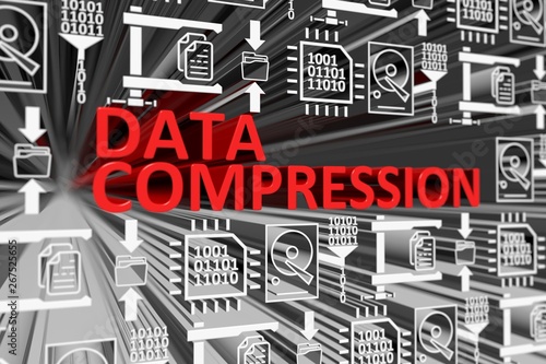 DATA COMPRESSION concept blurred background 3d render illustration photo