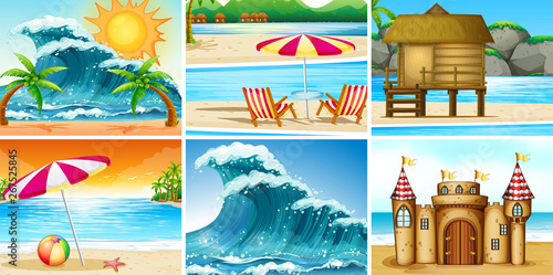 Set of beach landscape