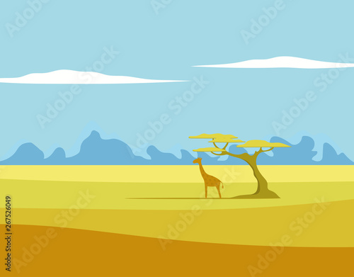 african vector landscape giraffe tree