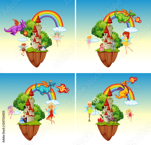 Set of fairy tale castle