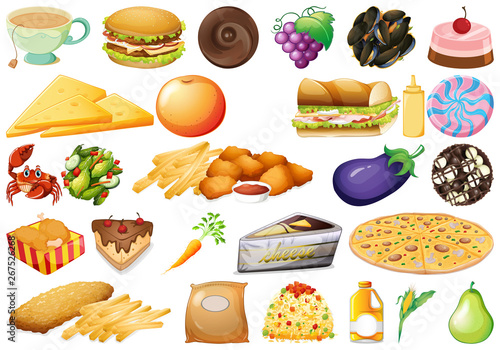 Set of different food