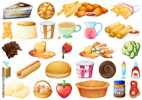Set of delicious food