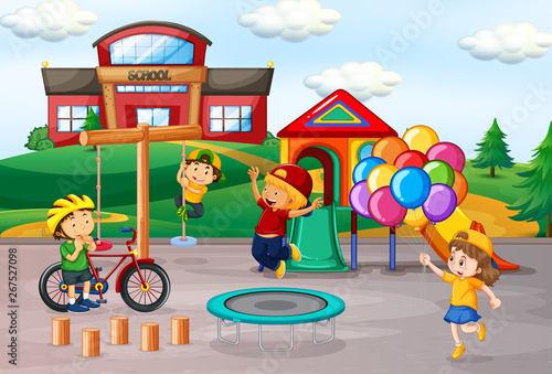Kids playing at school playground