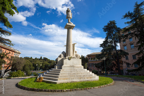 GENOA, ITALY, APRIL 29, 2019 - Giuseppe Mazzini monument near Corvetto Square in Genoa, Italy photo