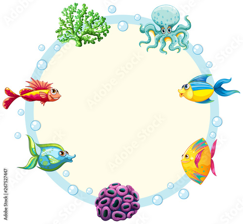 Underwater creature border tenplate