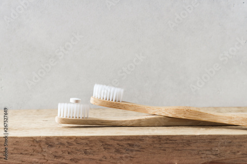 Zero waste  sustainability and minimalism concept. Wooden ecological bathroom accessories on white background