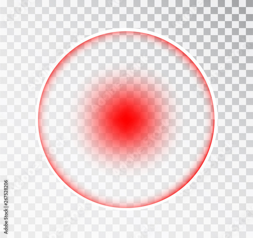 Pain circle red icon for medical painkiller drug medicine. Vector red circles target spot symbol for pill medication design template of body or muscular joint pain and head ache analgetic remedy.