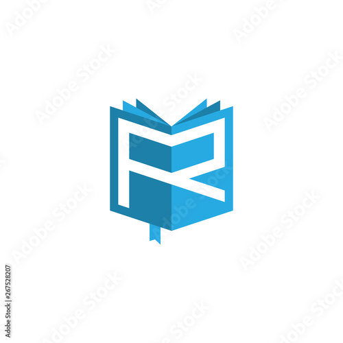 initial letter R book logo vector