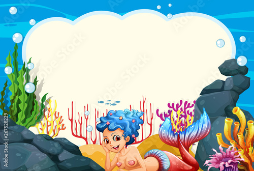 Mermaid underwater banner scene