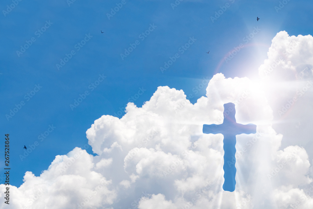 Crucifix Cross On Beautiful Sky With Sunbeam Holy Cross Of Jesus