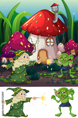 Wizard and goblin in nature