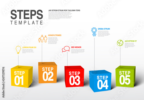 Five steps template with cubes