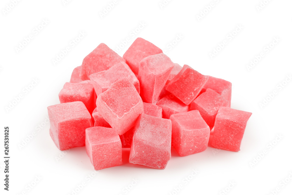 Sweet turkish delight isolated on white background. Sweet turkish delight isolated on white background.