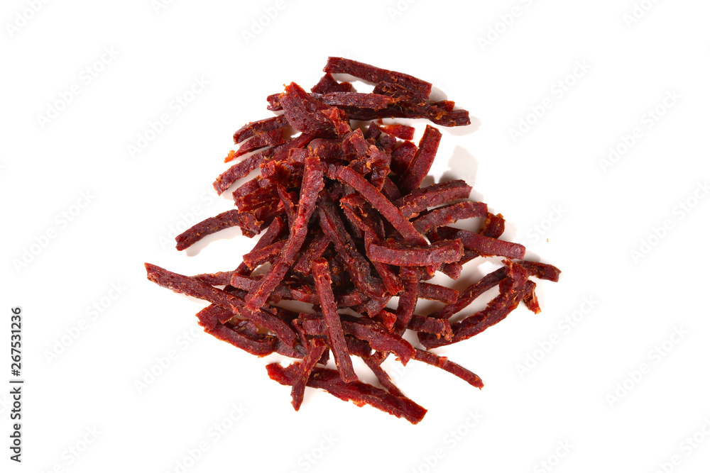 Jerky beef stick isolated on white. Jerky beef stick isolated on white.